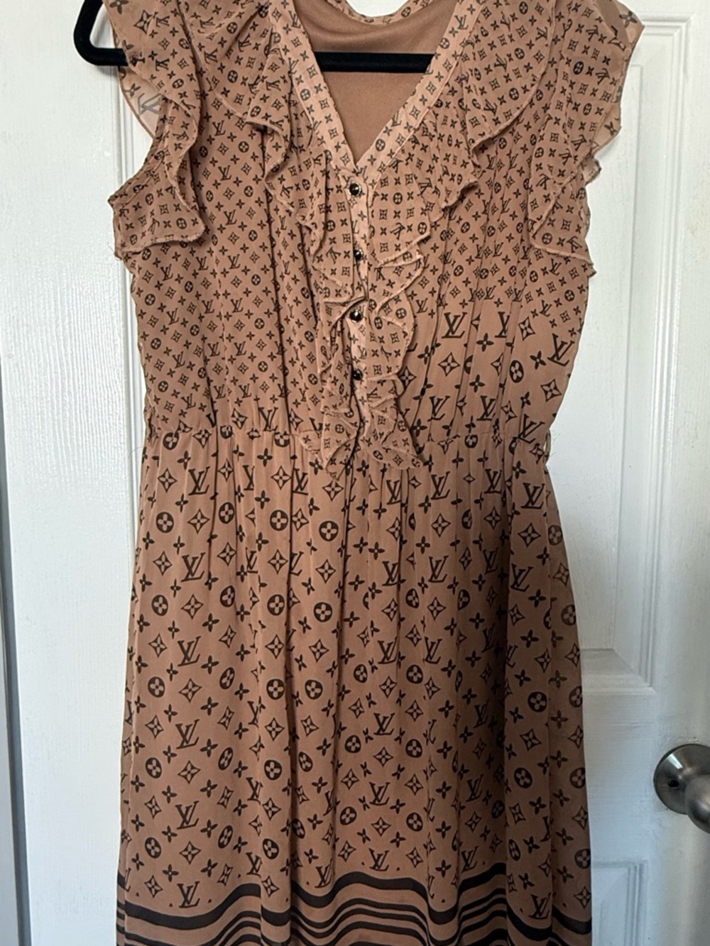Louis Vuitton Beige Monogram Ruffle Dress